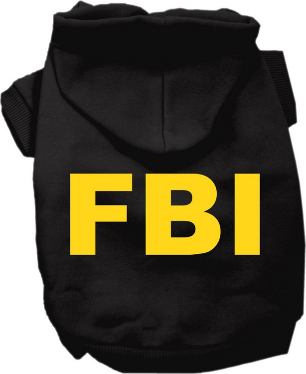 FBI Costume Screen Print Dog Hoodie Black Size 4X